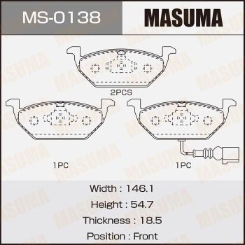 Комплект тормозных колодок MASUMA MS-0138 для SKODA YETI