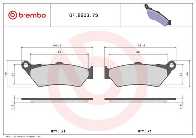 BREMSBELAGSATZ SCHEIBENBREMSE BREMBO 07BB0373 1