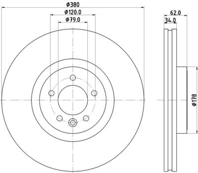 Тормозной диск HELLA 8DD 355 132-951 для LAND ROVER DEFENDER