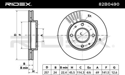 спирачен диск RIDEX 82B0490