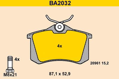 BA2032 BARUM Комплект тормозных колодок, дисковый тормоз