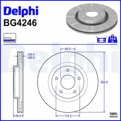 спирачен диск DELPHI BG4246