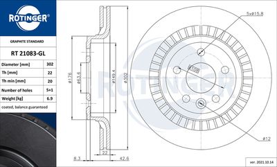 спирачен диск ROTINGER RT 21083-GL