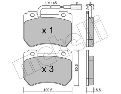 Комплект тормозных колодок, дисковый тормоз 22-0848-0
