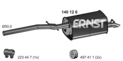 Глушитель выхлопных газов конечный ERNST 140126 для VW CADDY