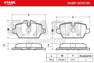комплект спирачно феродо, дискови спирачки STARK SKBP-0010139