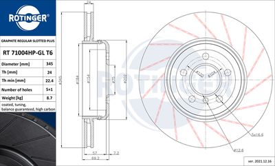 спирачен диск ROTINGER RT 71004HP-GL T6