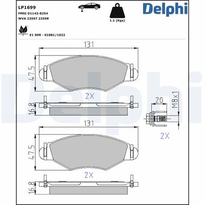 Brake Pad Set, disc brake LP1699