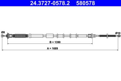 Тросик, cтояночный тормоз ATE 24.3727-0578.2 для FIAT GRANDE