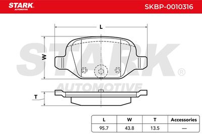 комплект спирачно феродо, дискови спирачки STARK SKBP-0010316