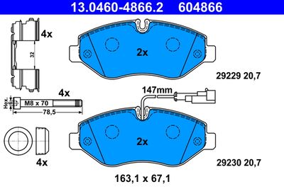 Комплект тормозных колодок, дисковый тормоз ATE 13.0460-4866.2 для NISSAN CABSTAR