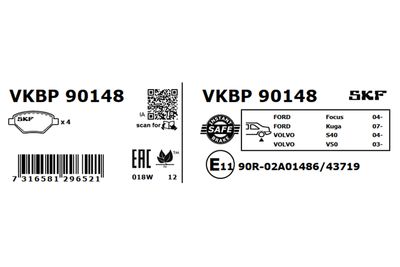 Brake Pad Set, disc brake VKBP 90148