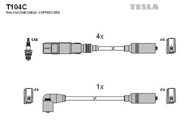 Комплект проводов зажигания TESLA T104C для VW PASSAT