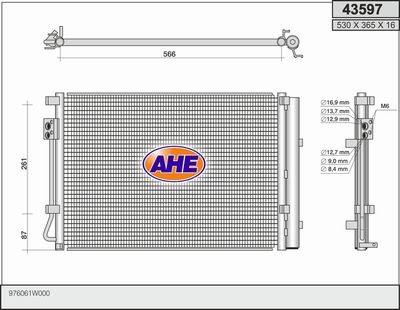 AHE 43597 Радиатор кондиционера  для HYUNDAI VELOSTER (Хендай Велостер)