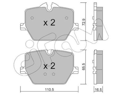комплект спирачно феродо, дискови спирачки CIFAM 822-1266-0