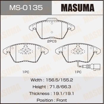 Комплект тормозных колодок MASUMA MS-0135 для VW TOURAN