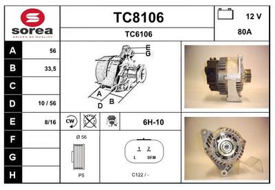 GENERATOR / ALTERNATOR SNRA TC8106