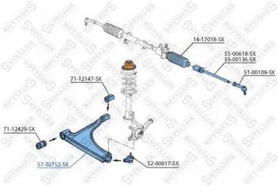 носач, окачване на колелата STELLOX 57-03752-SX
