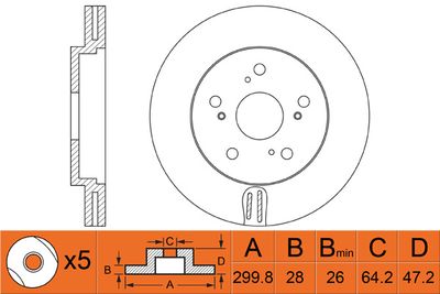 Тормозной диск FIT FR0433V для HONDA (GAC) ODYSSEY