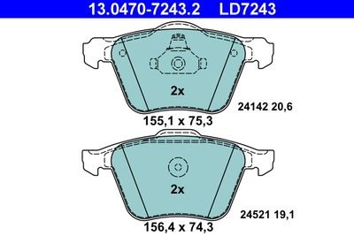 Комплект тормозных колодок, дисковый тормоз ATE 13.0470-7243.2 для FORD S-MAX