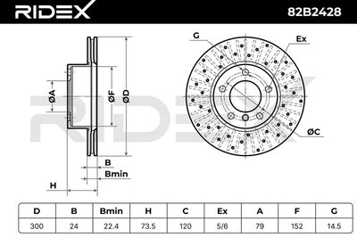 спирачен диск RIDEX 82B2428