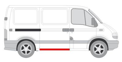 Dorpel aan autozijde Achter Rechts (lengte 130cm) past: NISSAN INTERSTAR X70 OPEL MOVANO A RENAULT MASTER II 07.98-11.10