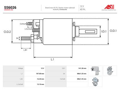 AS-PL - Elektromagnetický spínač, štartér , SS6026
