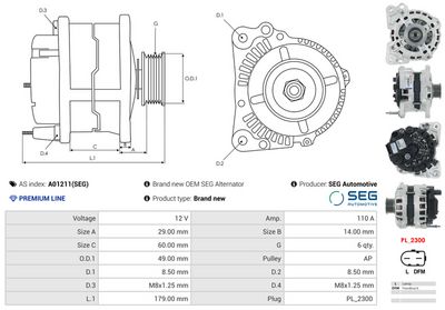GENERATOR / ALTERNATOR AS-PL A01211SEG 4
