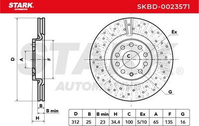 спирачен диск STARK SKBD-0023571