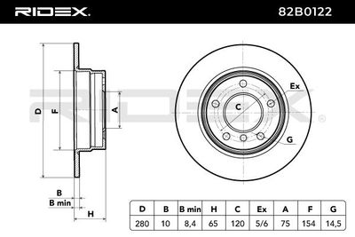 спирачен диск RIDEX 82B0122