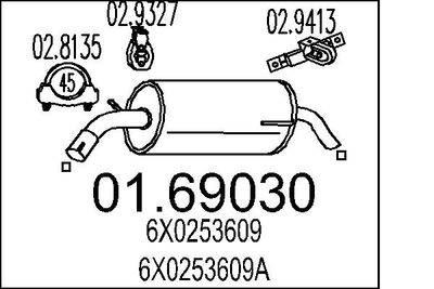Глушитель выхлопных газов конечный MTS 01.69030 для VW LUPO