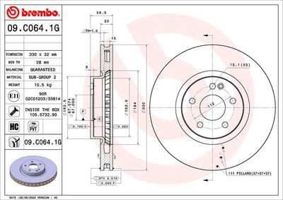 Tarcza hamulcowa BREMBO 09.C064.1G