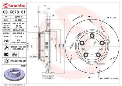 BREMSSCHEIBE BREMBO 09C87831 1