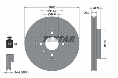 TEXTAR 92136600 Тормозные диски  для KIA OPIRUS (Киа Опирус)