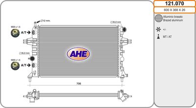 AHE 121.070 Радиатор охлаждения двигателя для OPEL ASTRA G Фургон/универсал (F70)