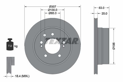 Тормозной диск TEXTAR 92341003 для SSANGYONG RODIUS