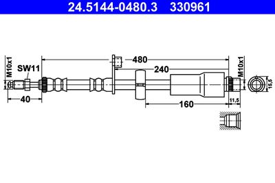 Тормозной шланг ATE 24.5144-0480.3 для CITROËN C4