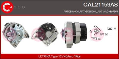 Генератор CASCO CAL21159AS для AUTOBIANCHI Y10