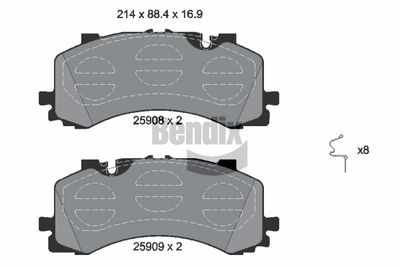 Sada brzdových destiček, kotoučová brzda BENDIX Braking BPD1637