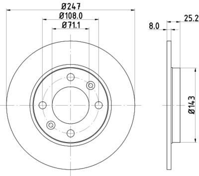 Тормозной диск HELLA 8DD 355 102-511 для CITROËN ZX