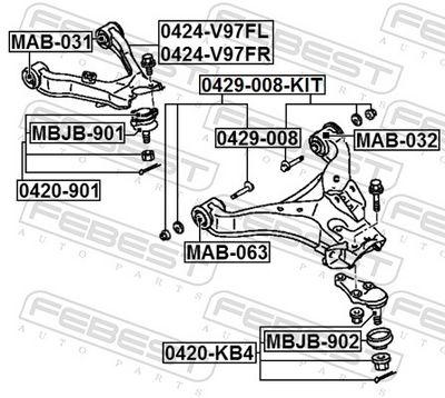 SET șURUBURI DE CORECțIE ALUNECARE FEBEST 0429008KIT 1