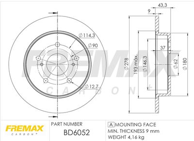 Тормозной диск FREMAX BD-6052 для SUZUKI SWIFT