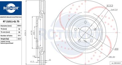 ROTINGER RT 21011-GL T5 Тормозные диски  для INFINITI  (Инфинити Qx70)