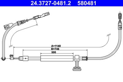 Тросик, cтояночный тормоз ATE 24.3727-0481.2 для MERCEDES-BENZ GLK-CLASS