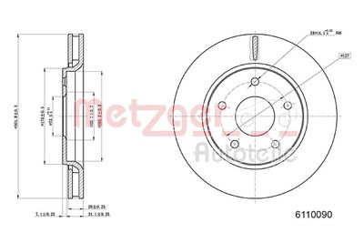 Tarcza hamulcowa METZGER AUTOTEILE 6110090
