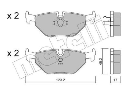 комплект спирачно феродо, дискови спирачки METELLI 22-0125-0