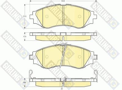 Комплект тормозных колодок, дисковый тормоз GIRLING 6132169 для CHEVROLET ASTRA
