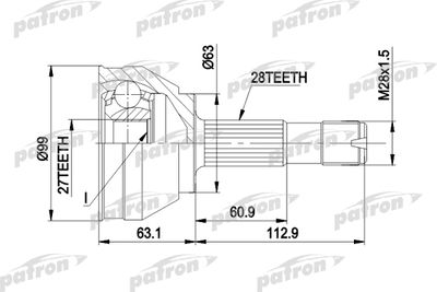 Шарнирный комплект, приводной вал PATRON PCV1020 для CITROËN C25