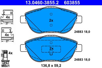 Комплект тормозных колодок, дисковый тормоз 13.0460-3855.2