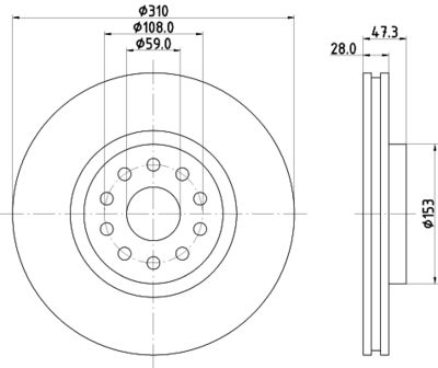 Тормозной диск HELLA 8DD 355 106-581 для LANCIA KAPPA